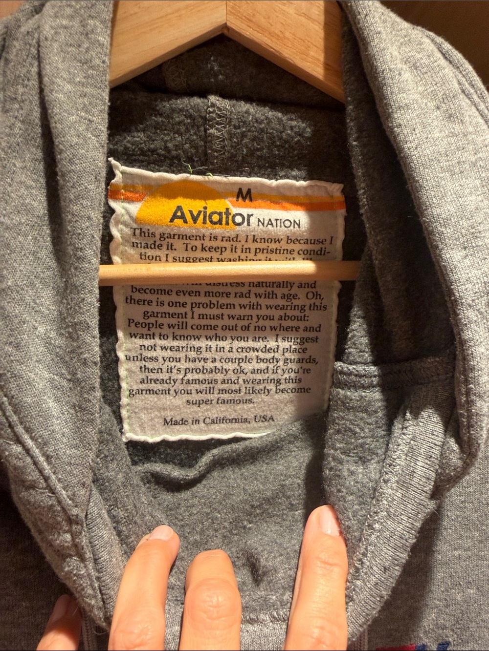Aviator Nation Ninja Hoodie Gray Medium Like New - Picture 2 of 8